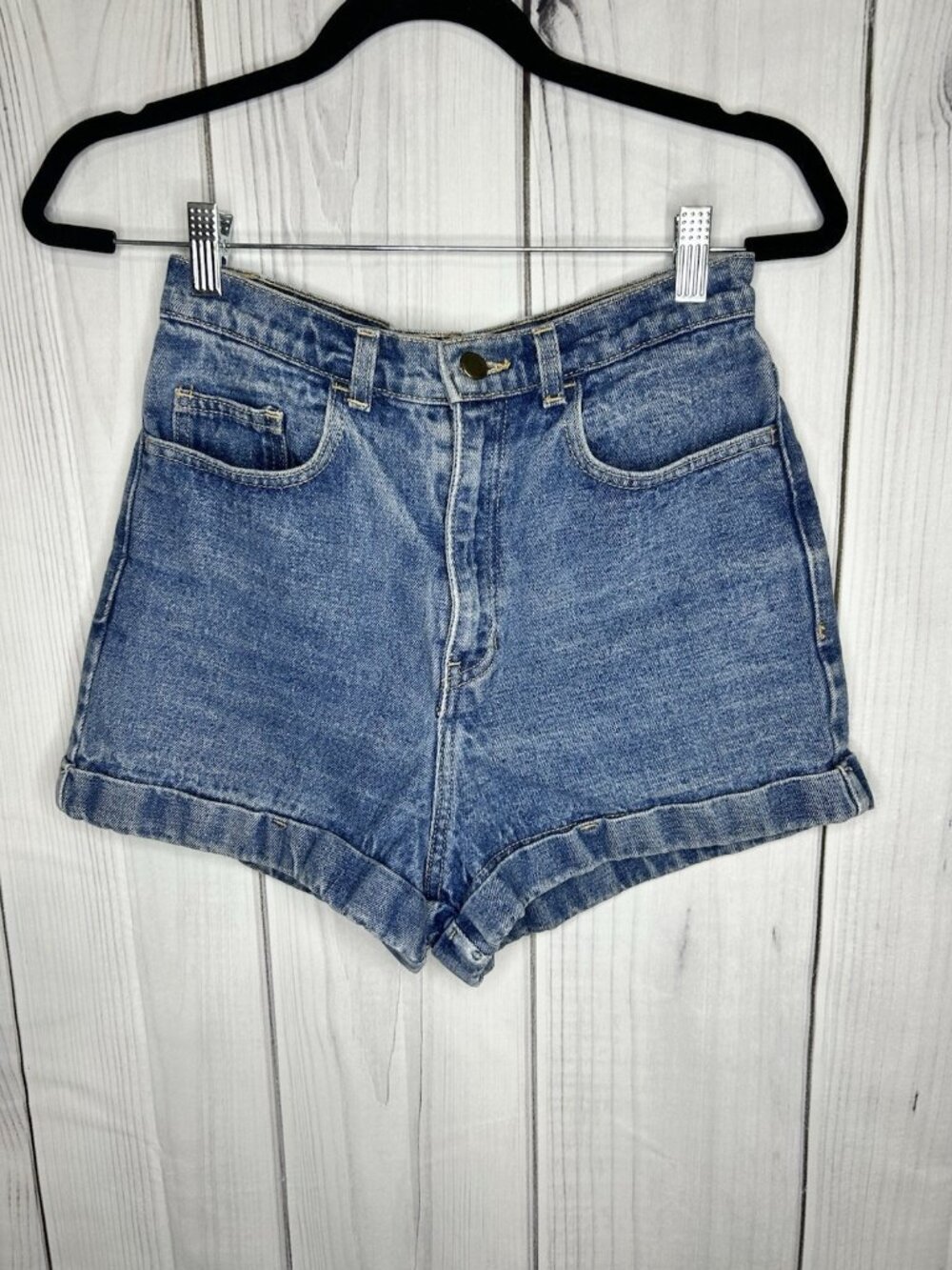 American Apparel High Waisted Cuffed Denim Jean Shorts Women’s Sz 28 x 2